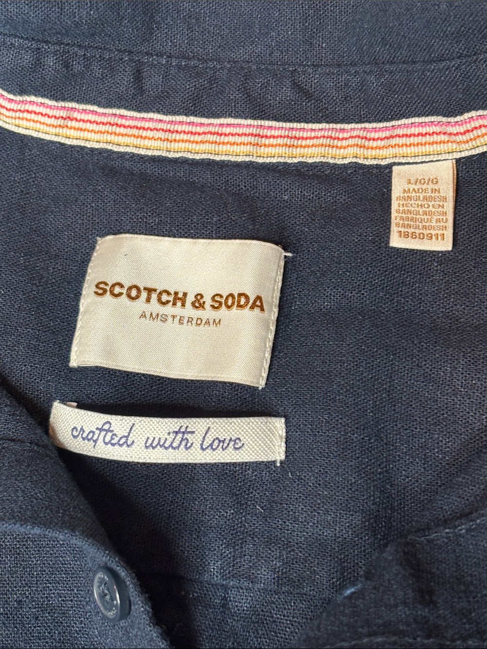 Women’s Scotch & Soda Navy Short-Sleeve Button-Down Shirt Linen Blend Size Large - Picture 2 of 9